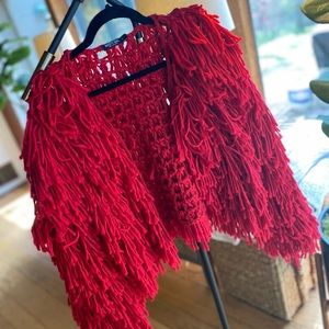 Festival style yarn jacket by Nasty Gal in red - Size Small - NEVER WORN
